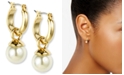 Anne Klein Gold-Tone Imitation Pearl Drop Off 1/2" Hoop Earrings